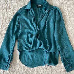 Reformation blue, green, turquoise printed blouse